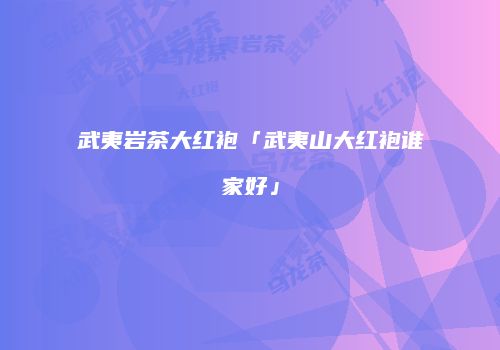 武夷岩茶大红袍「武夷山大红袍谁家好」