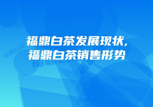 福鼎白茶发展现状,福鼎白茶销售形势