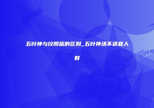 五叶神与绞股蓝的区别_五叶神汤不适宜人群