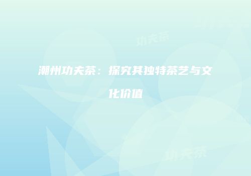 潮州功夫茶：探究其独特茶艺与文化价值