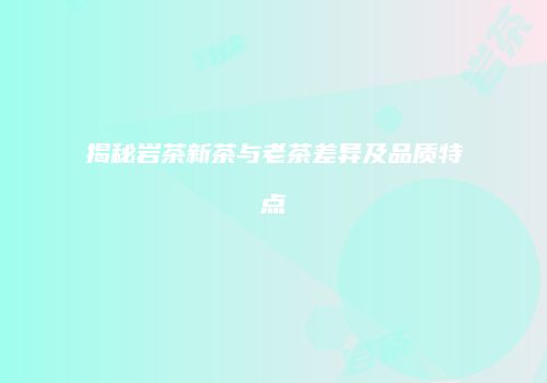 揭秘岩茶新茶与老茶差异及品质特点