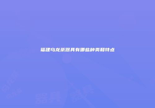 福建乌龙茶器具有哪些种类和特点
