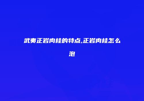 武夷正岩肉桂的特点,正岩肉桂怎么泡