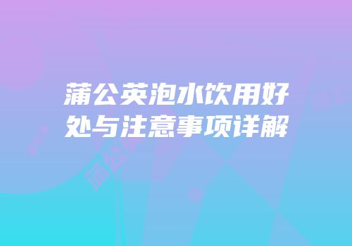 蒲公英泡水饮用好处与注意事项详解
