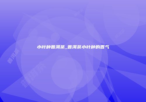 小叶种普洱茶_普洱茶小叶种的香气