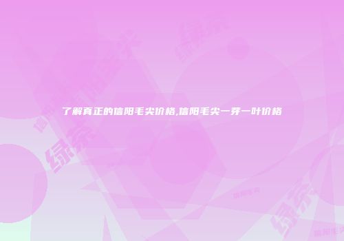 了解真正的信阳毛尖价格,信阳毛尖一芽一叶价格