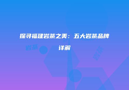探寻福建岩茶之美：五大岩茶品牌详解