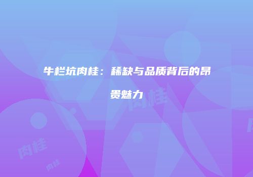 牛栏坑肉桂：稀缺与品质背后的昂贵魅力