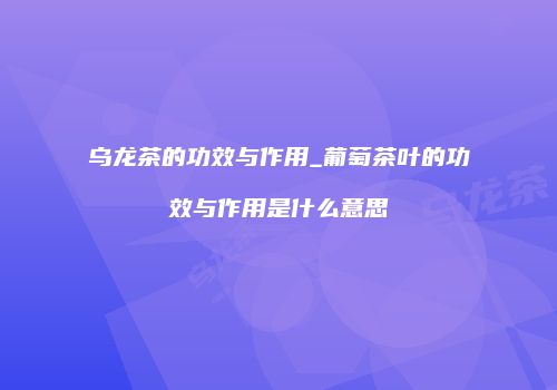 乌龙茶的功效与作用_葡萄茶叶的功效与作用是什么意思