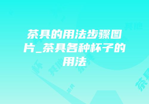 茶具的用法步骤图片_茶具各种杯子的用法