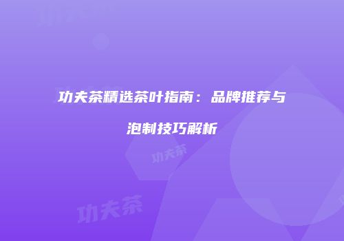 功夫茶精选茶叶指南：品牌推荐与泡制技巧解析