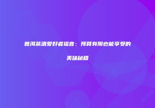 普洱茶酒爱好者福音：预算有限也能享受的美味秘籍
