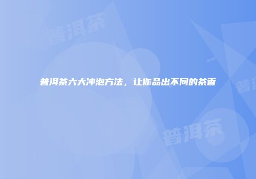 普洱茶六大冲泡方法，让你品出不同的茶香