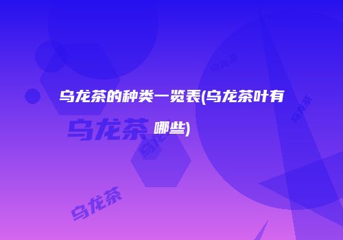 乌龙茶的种类一览表(乌龙茶叶有哪些)