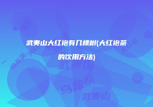 武夷山大红袍有几棵树(大红袍茶的饮用方法)