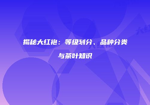 揭秘大红袍：等级划分、品种分类与茶叶知识