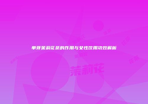 单芽茉莉花茶的作用与女性饮用功效解析
