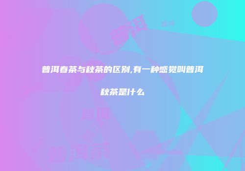 普洱春茶与秋茶的区别,有一种感觉叫普洱秋茶是什么