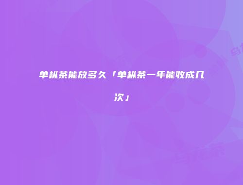 单枞茶能放多久「单枞茶一年能收成几次」