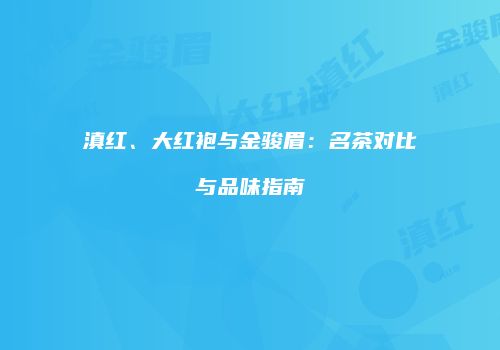 滇红、大红袍与金骏眉：名茶对比与品味指南