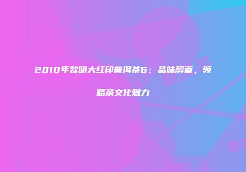 2010年黎明大红印普洱茶6：品味醇香，领略茶文化魅力