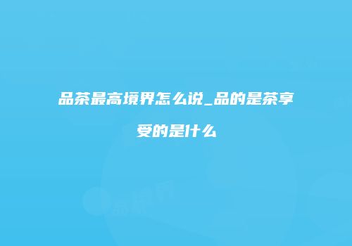 品茶最高境界怎么说_品的是茶享受的是什么