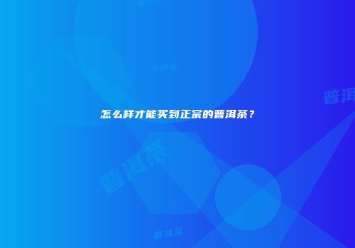 怎么样才能买到正宗的普洱茶？