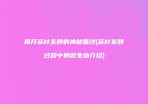 揭开茶叶发酵的神秘面纱(茶叶发酵过程中的微生物介绍)