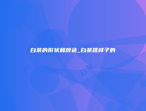 白茶的形状和颜色_白茶啥样子的