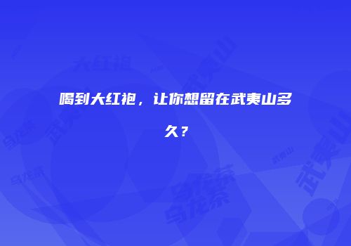 喝到大红袍，让你想留在武夷山多久？