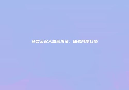品尝云起大益普洱茶，体验醇厚口感