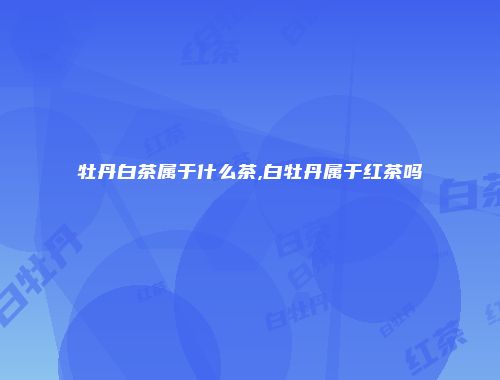 牡丹白茶属于什么茶,白牡丹属于红茶吗
