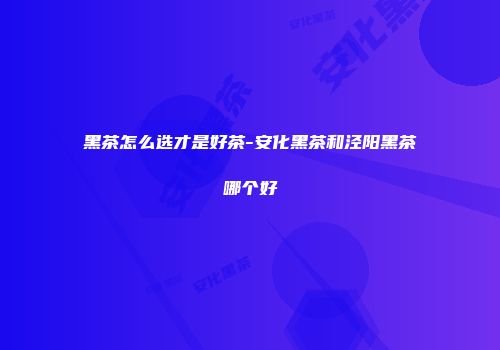 黑茶怎么选才是好茶-安化黑茶和泾阳黑茶哪个好