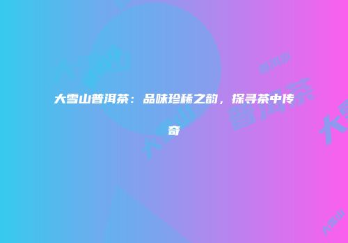 大雪山普洱茶：品味珍稀之韵，探寻茶中传奇