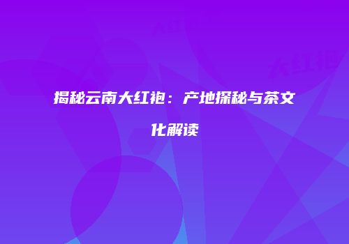揭秘云南大红袍：产地探秘与茶文化解读