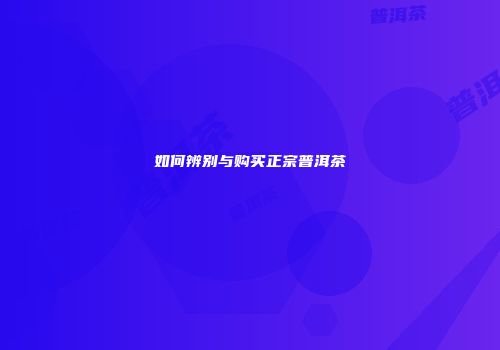 如何辨别与购买正宗普洱茶