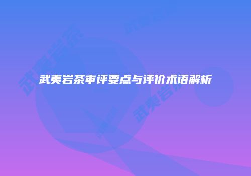 武夷岩茶审评要点与评价术语解析