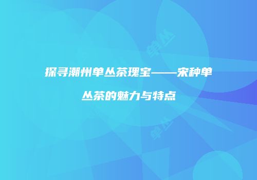 探寻潮州单丛茶瑰宝——宋种单丛茶的魅力与特点