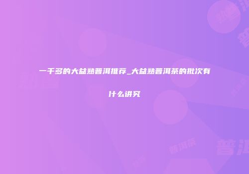 一千多的大益熟普洱推荐_大益熟普洱茶的批次有什么讲究