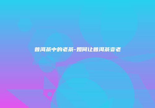 普洱茶中的老茶-如何让普洱茶变老