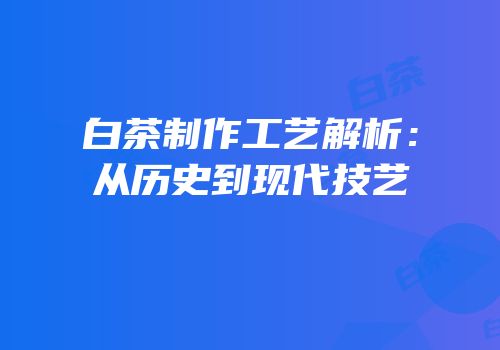 白茶制作工艺解析：从历史到现代技艺