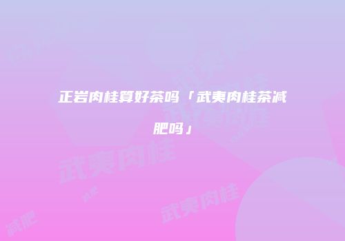 正岩肉桂算好茶吗「武夷肉桂茶减肥吗」