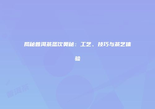 揭秘普洱茶蒸饮奥秘：工艺、技巧与茶艺体验