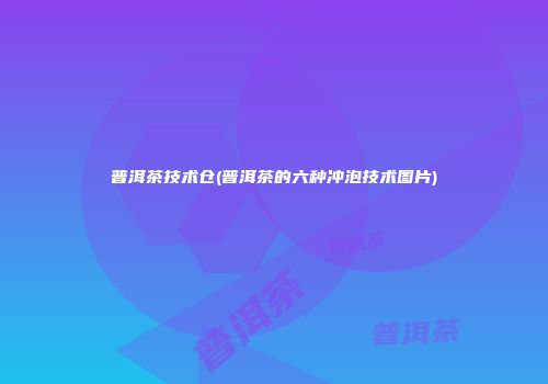 普洱茶技术仓(普洱茶的六种冲泡技术图片)