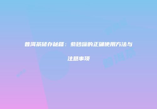 普洱茶储存秘籍：紫砂罐的正确使用方法与注意事项