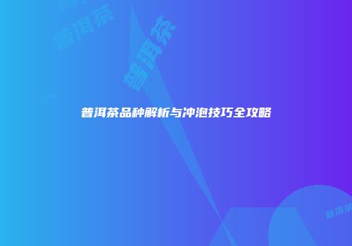 普洱茶品种解析与冲泡技巧全攻略