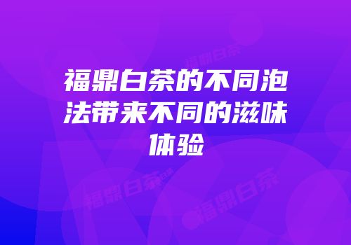 福鼎白茶的不同泡法带来不同的滋味体验