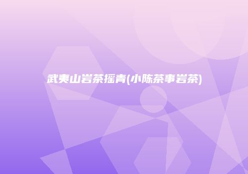 武夷山岩茶摇青(小陈茶事岩茶)