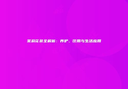 茉莉花茶全解析：养护、饮用与生活应用