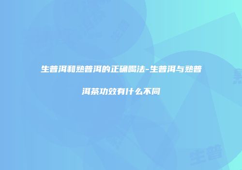 生普洱和熟普洱的正确喝法-生普洱与熟普洱茶功效有什么不同